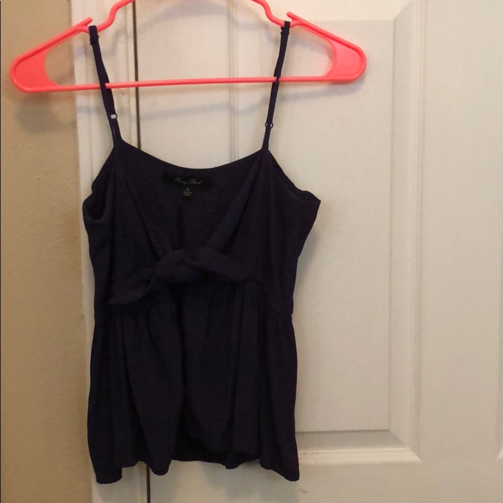 Cute navy tie front top from Honey Punch. NWOT